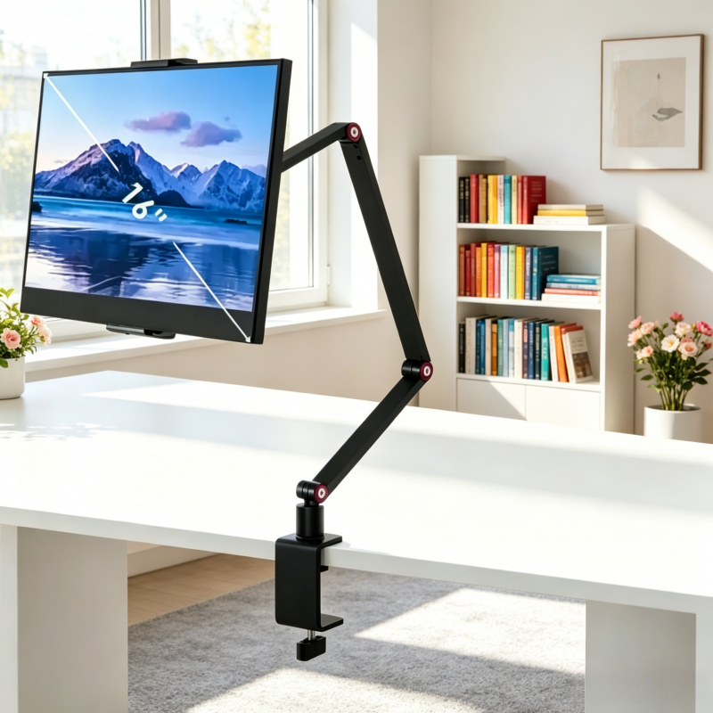 Dual Monitor Arm - 360 Degree Swivel Foldable Long Arm