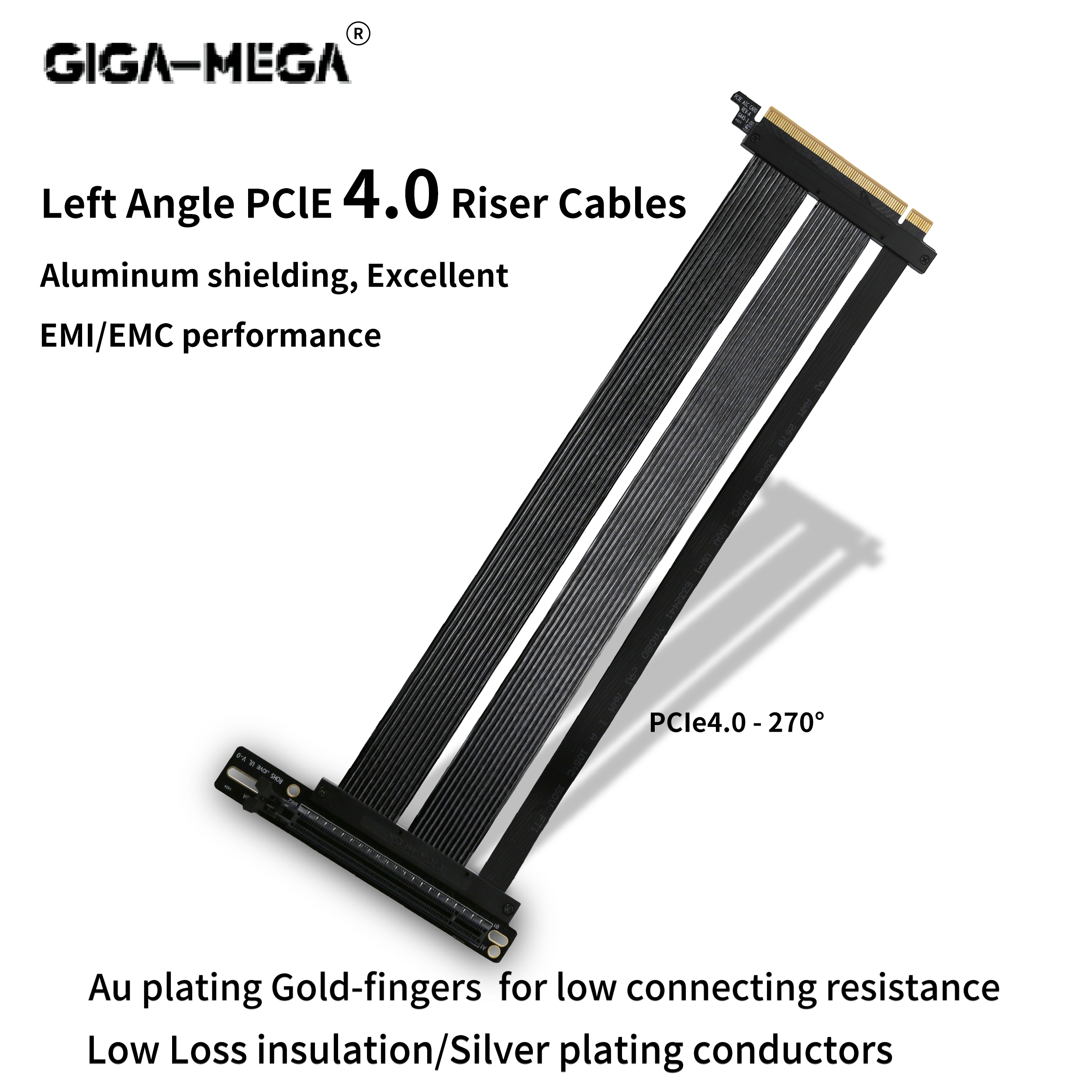 Gpu Vertical Mount - Left Angle PCIe 4.0 Riser Cable