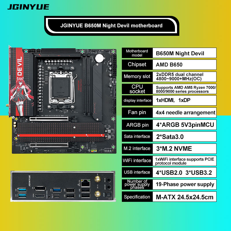 JGINYUE B650M NIGHT DEVIL Desk - Pc Gaming Xeon ulasan dan harga