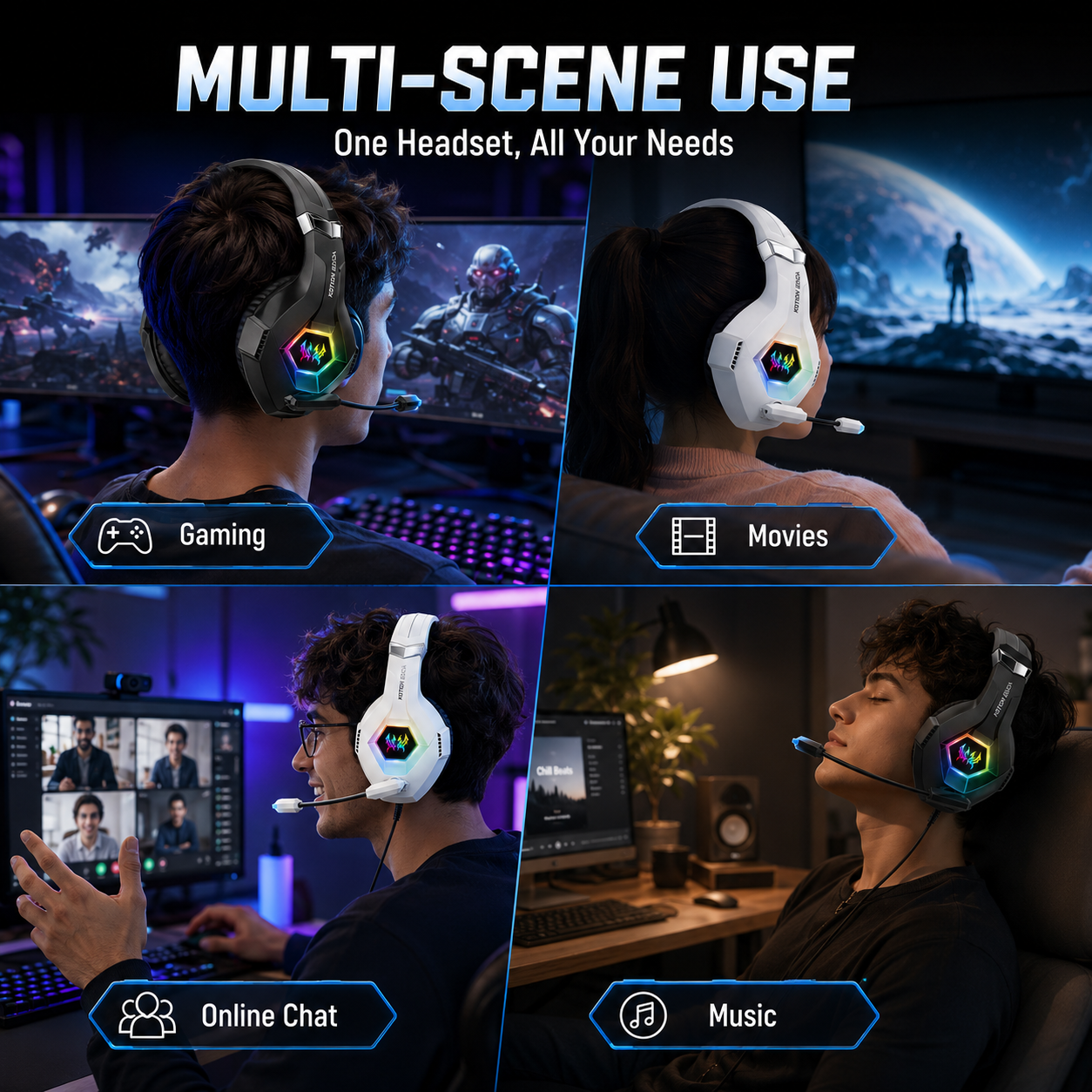 GS450 Wired Gaming Headset RGB - Pc Gaming Earphones ulasan dan harga