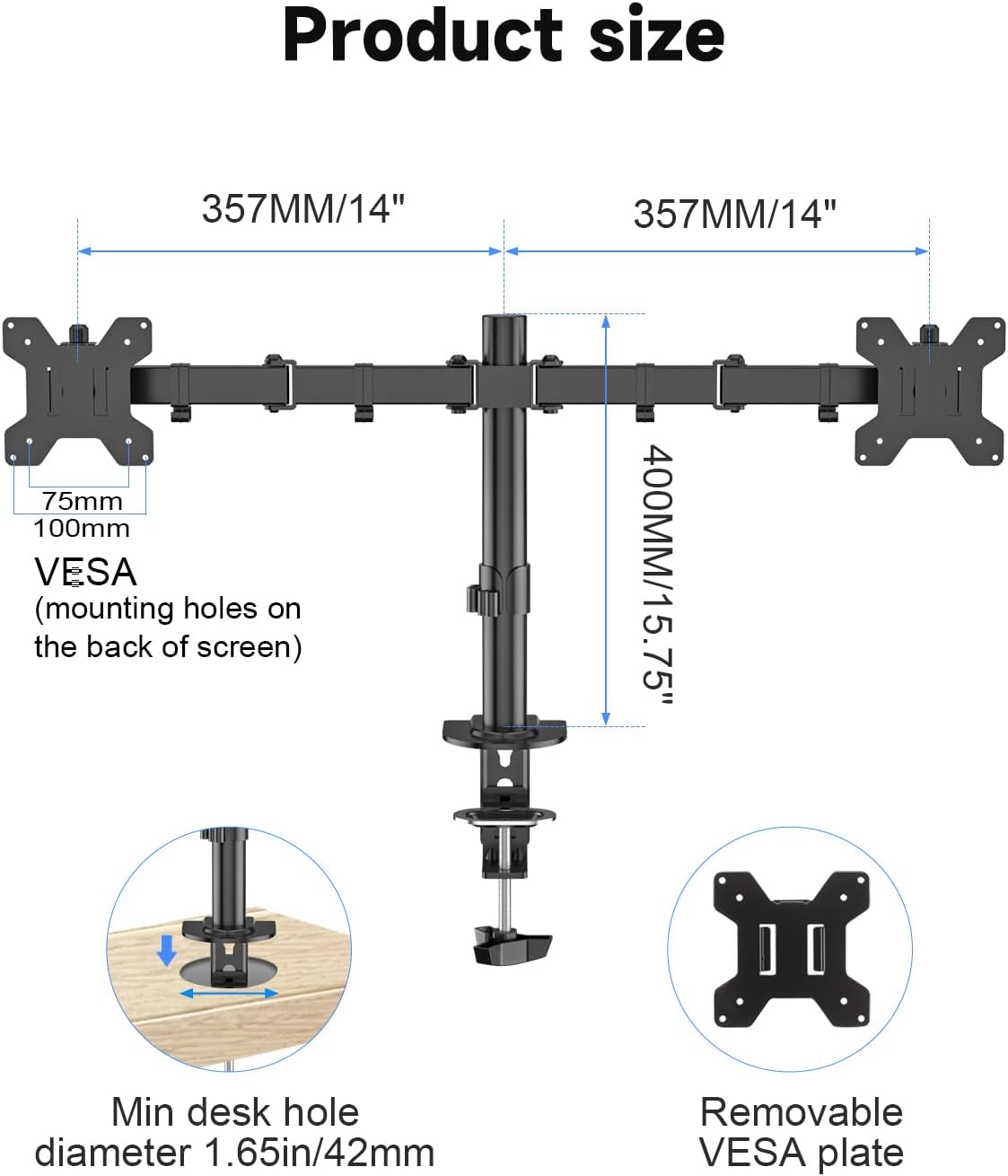Dual Monitor Desk Mount, Adjus - Dual Monitor Arm ulasan dan harga