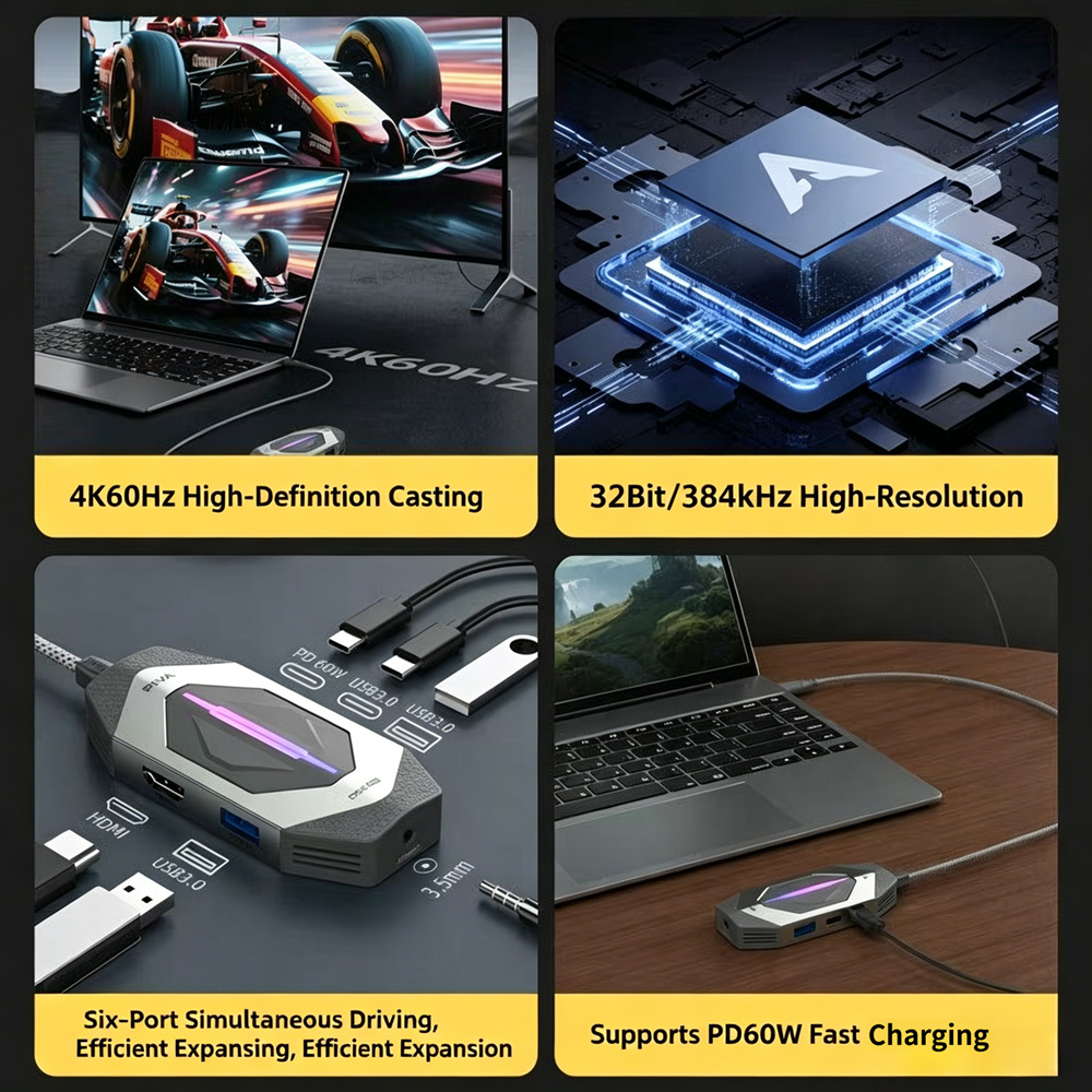 PIVA DS6 Pro 6-in-1 Gaming Doc - Usb Hub Gaming ulasan dan harga