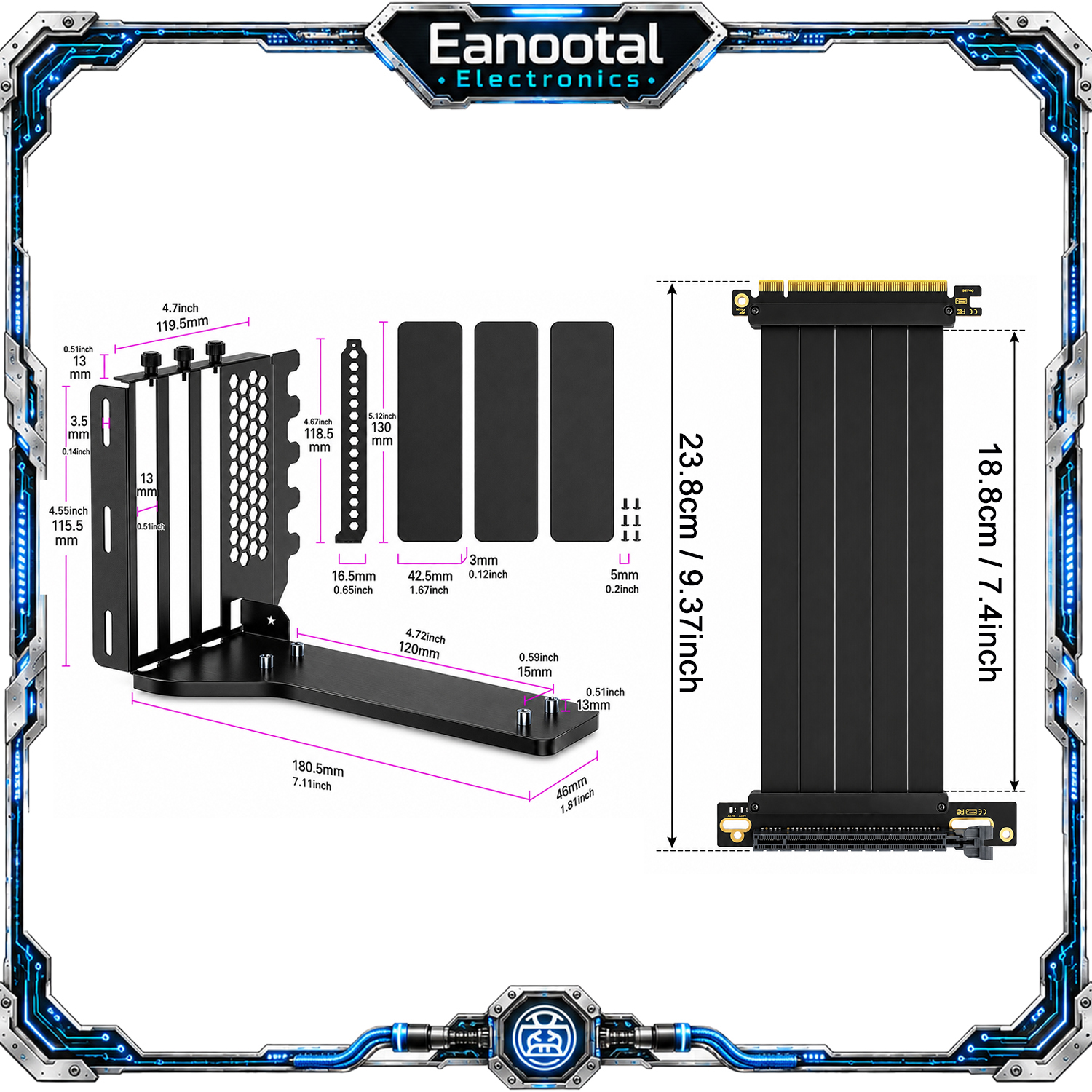 PCIe x16 Graphics Card Extensi - Gpu Vertical Mount ulasan dan harga