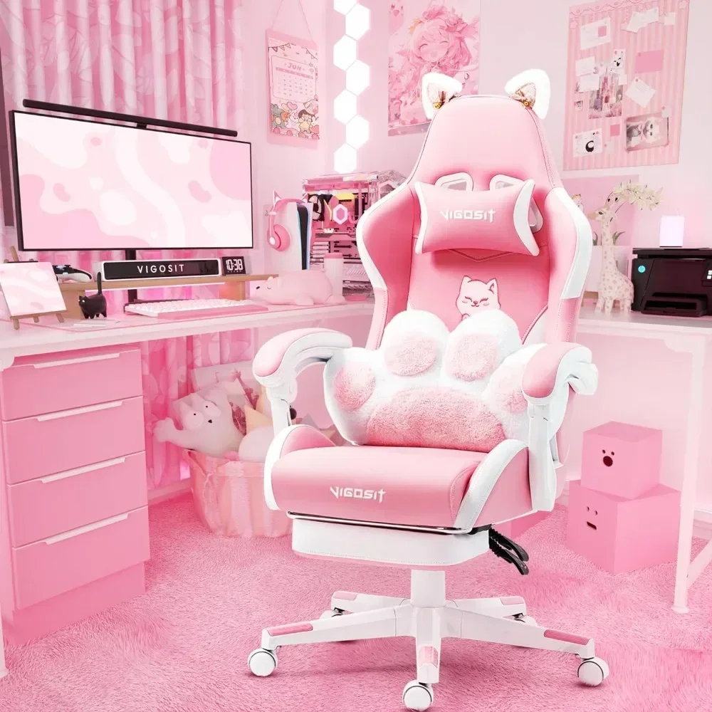 Pink Gaming Chair With Cat Paw - Pc Gaming Chair ulasan dan harga