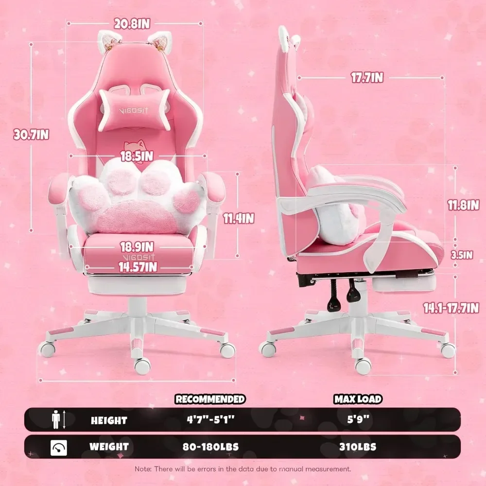 Pink Gaming Chair With Cat Paw - Pc Gaming Chair ulasan dan harga