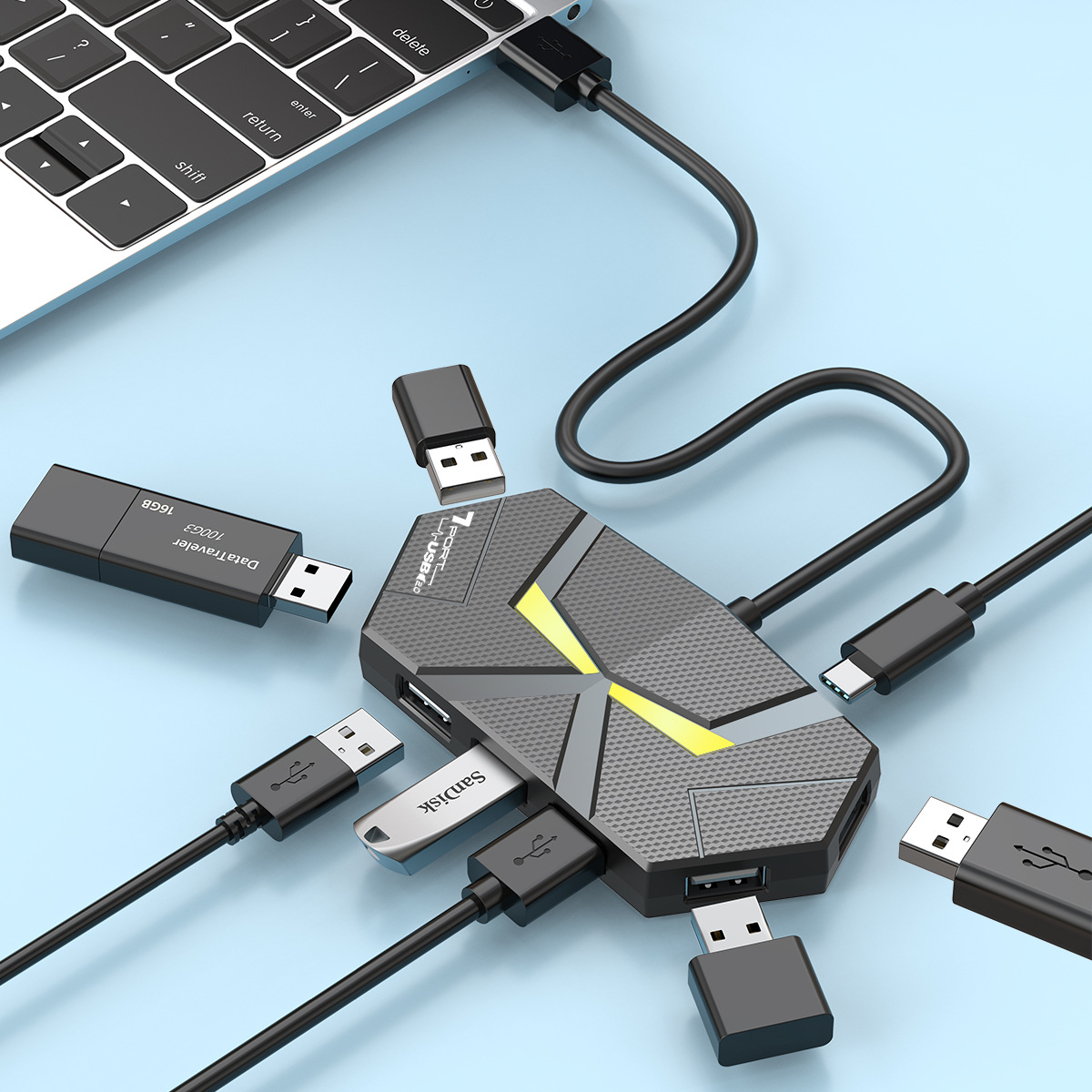 0.6CM/1.2M HUB 7-port Compatib - Usb Hub Gaming ulasan dan harga