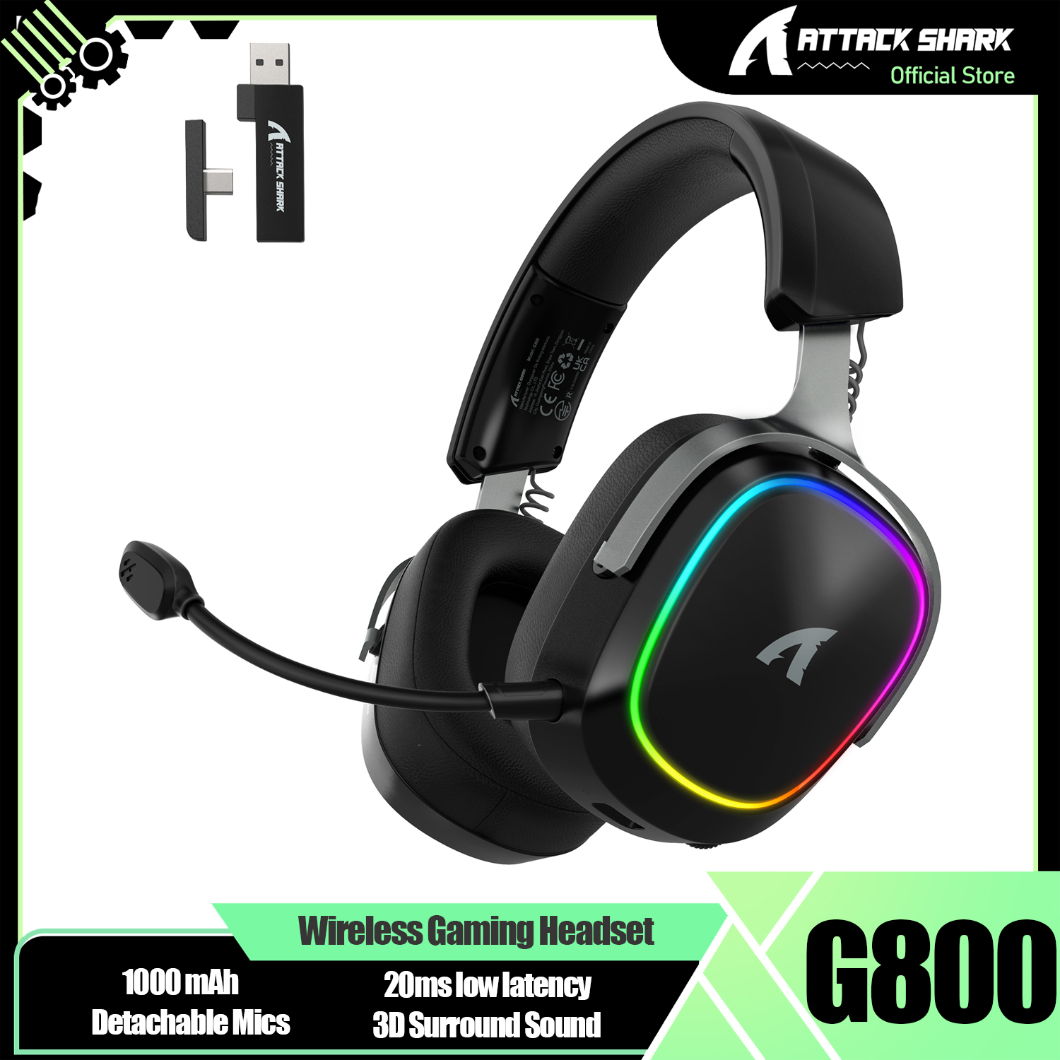ATTACK SHARK G800 Wireless Gam - Pc Gaming Earphones ulasan dan harga